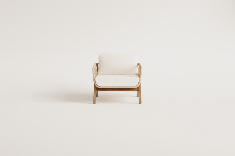 Karvia aluminium and acacia wood armchair