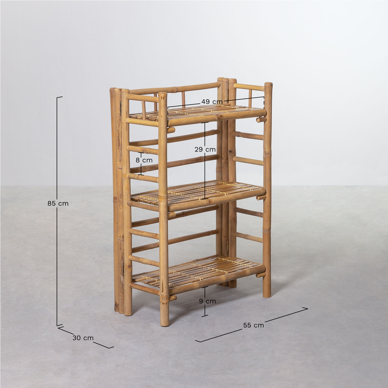 Iciar 55x80 cm bamboo shelf, medidas