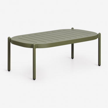 Rectangular 95x55 Cm Garden Coffee Table In Duroli Aluminum Deep Olive Green - Sklum