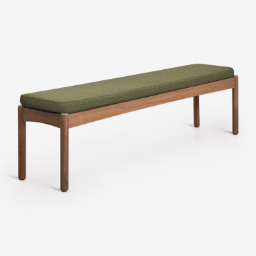 180 Cm Acacia Wood Karvia Garden Bench Acacia Brown & Green Sage Bouclé - Sklum