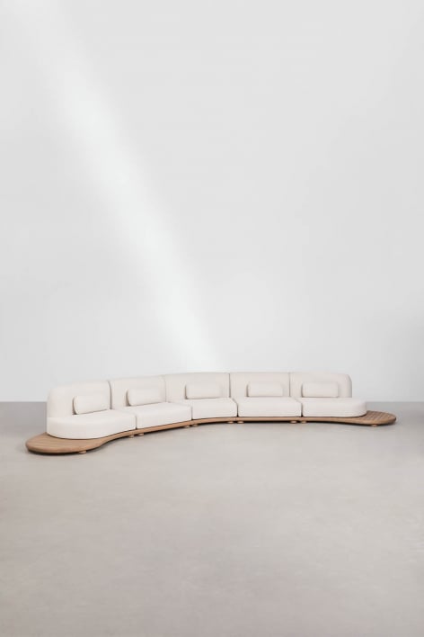5-piece curved garden modular sofa in acacia wood Gerard