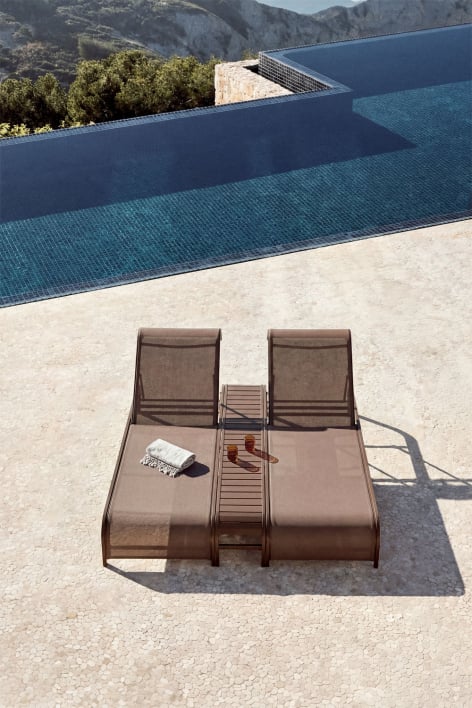 Set of 2 reclining loungers and side table in Marietta steel