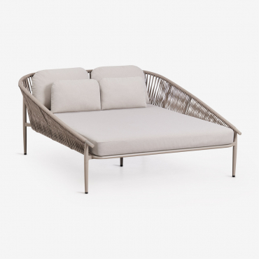 Double Aluminum Sun Lounger With Ondina Cushions Moka Brown - Sklum