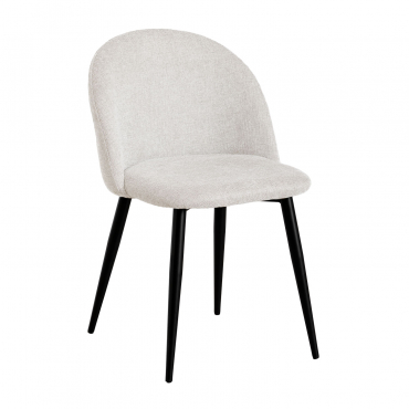 Kana Upholstered And Steel Dining Chair Black & Fabric Off-white - Sklum