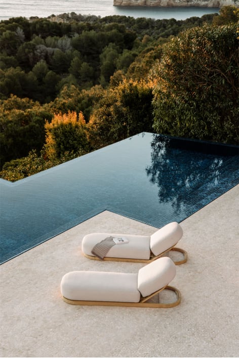 Verona acacia wood reclining sun lounger