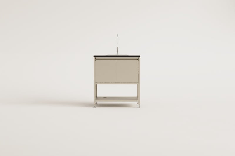 Outdoor modular kitchen storage module with sink in Savona steel