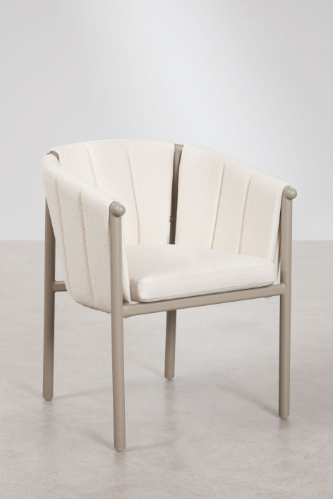 Pack of 4 garden chairs with armrests in bouclé and aluminum Boleni