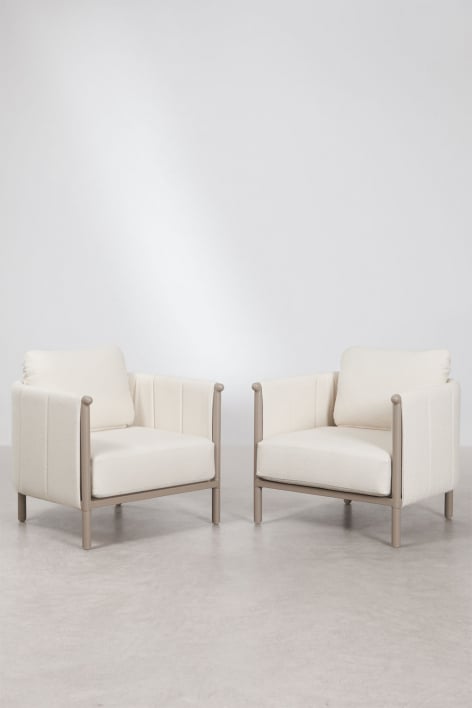 Pack of 2 garden armchairs in bouclé and aluminum Boleni