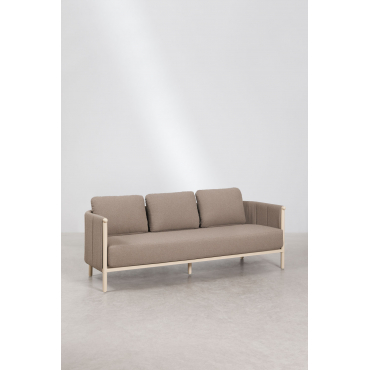 Boleni 3-seater Garden Sofa In Bouclé And Aluminum Tapioca Beige - Sklum