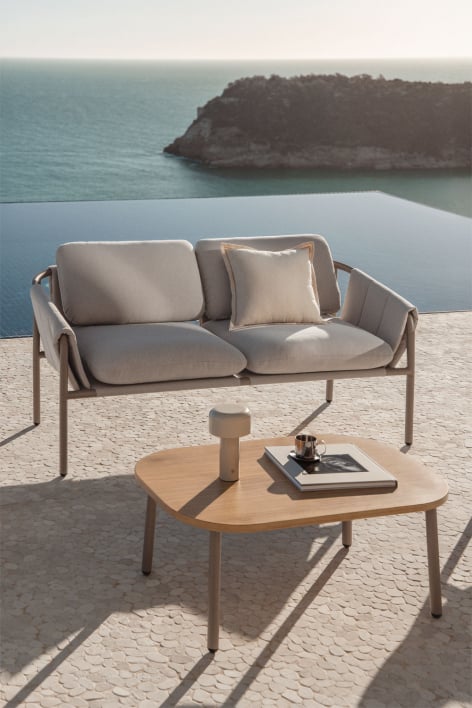 Zunika garden set with 2-seater upholstered sofa and steel coffee table