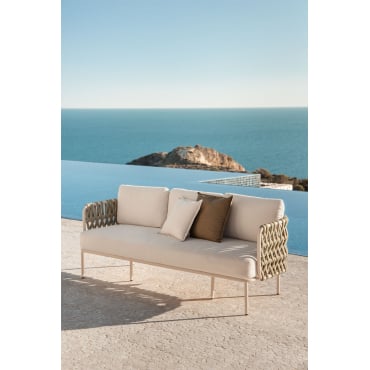 Tevary 3-seater Garden Sofa In Aluminum And Braided Rope Tapioca Beige & Tela Beige Tapioca - Sklum