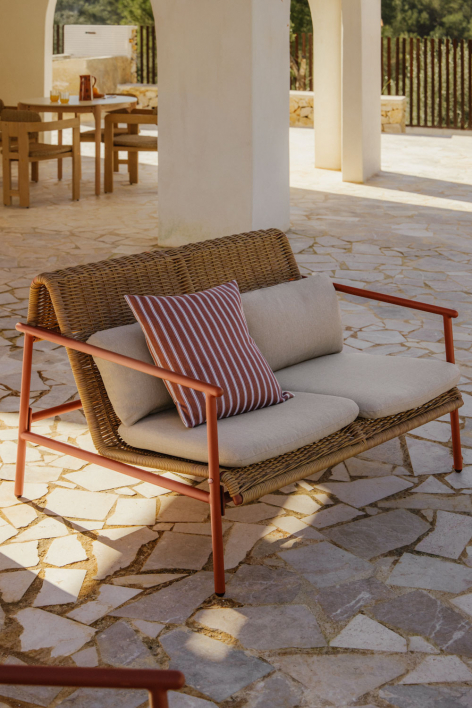 2-seater garden sofa in aluminum and synthetic rattan Duroli