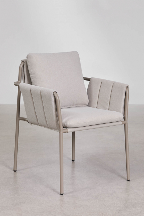 Zunika upholstered dining chair with armrests and steel frame - Moka Brown