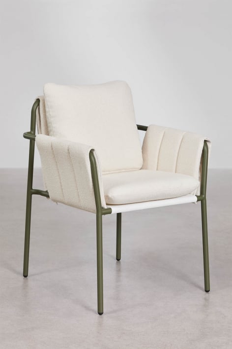 Pack of 2 upholstered dining chairs with armrests and steel Zunika