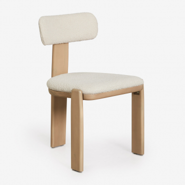 Pack Of 2 Dining Chairs In Acacia Wood And Malta Bouclé Fabric Light Brown Acacia - Sklum