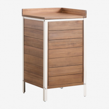 Corner Storage Module For Modular Outdoor Kitchen In Acacia Wood And Aluminum Reggie Acacia Brown - Sklum