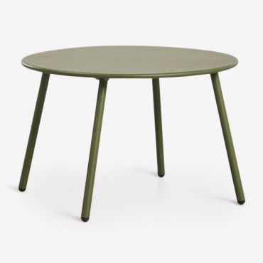 Round Ø50 Cm Kuorin Steel Garden Side Table Deep Olive Green - Sklum