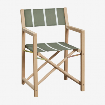 Pack Of 4 Folding Director Garden Chairs In Rondonia Acacia Wood Intense Olive Green - Gardenia White - Sklum