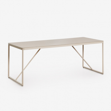 Rectangular Garden Table 185x85 Cm In Melida Steel Tapioca Beige - Sklum