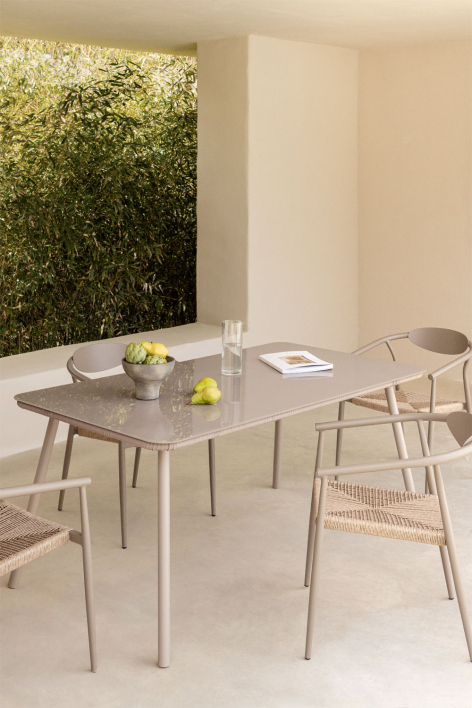 Rectangular 160x90 cm garden table in Arhiza glass