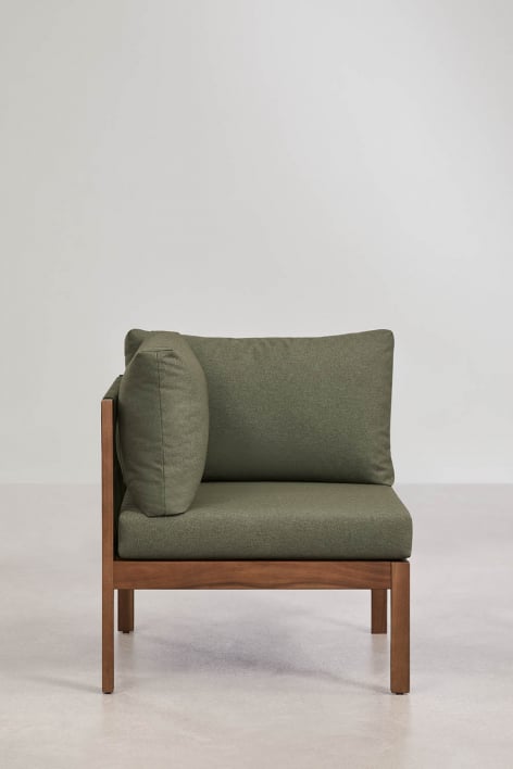 Branson acacia wood modular sofa corner module - Deep Olive Green 
