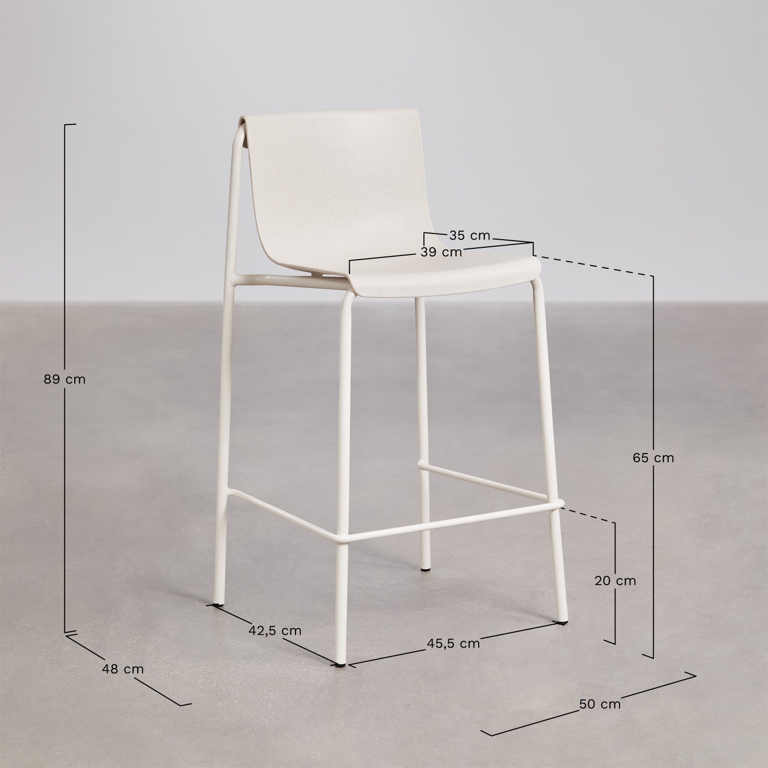 Set of 2 high garden stools in polypropylene Ismene, medidas