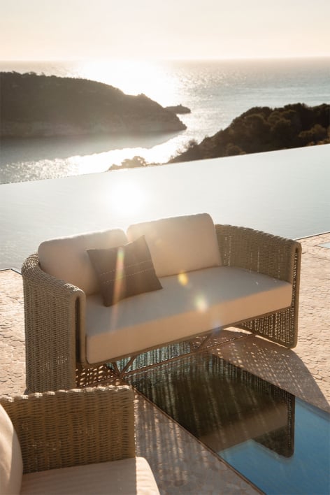 2-seater garden sofa in steel and synthetic wicker Lina