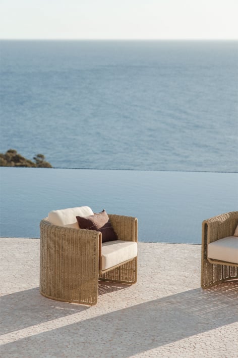 Lina garden armchair in steel and synthetic wicker