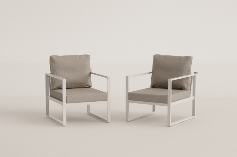 Pack of 2 Lipov aluminum garden armchairs