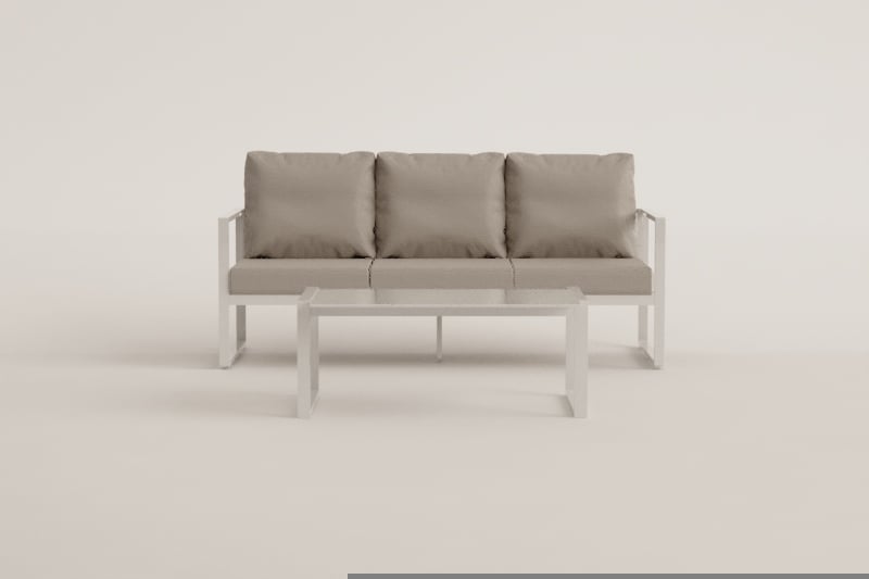 Garden set with 3-seater sofa and 110x55cm aluminum coffee table Lipov