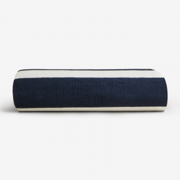 Gampola Cotton Beach Towel White Gardenia - Navy Blue - Sklum