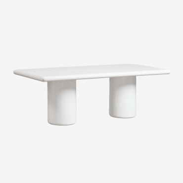 Rectangular Dining Table 220x100 Cm In Namara Cement Bright White - Sklum