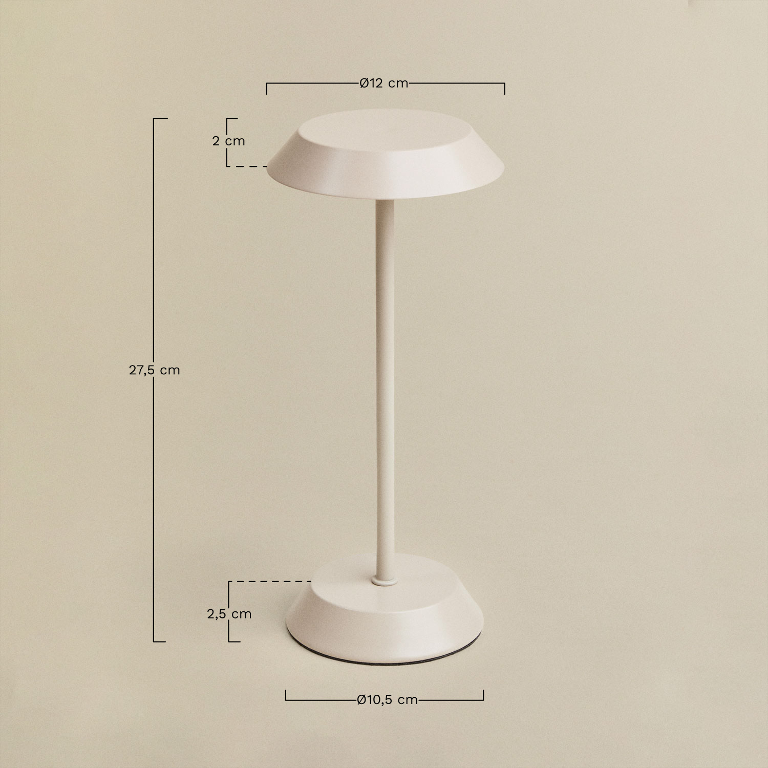 Oravella wireless LED outdoor table lamp in iron, medidas