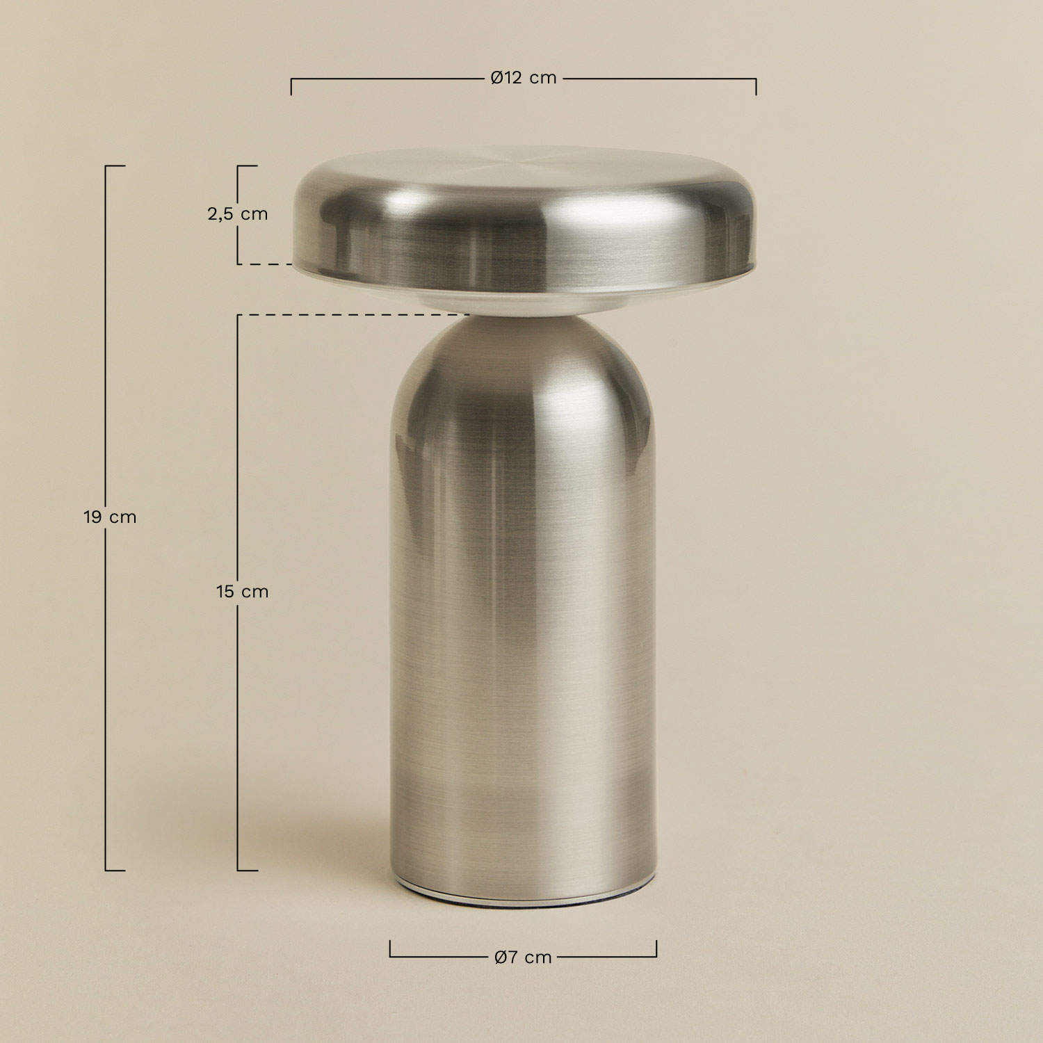 Akita wireless LED outdoor table lamp in iron, medidas