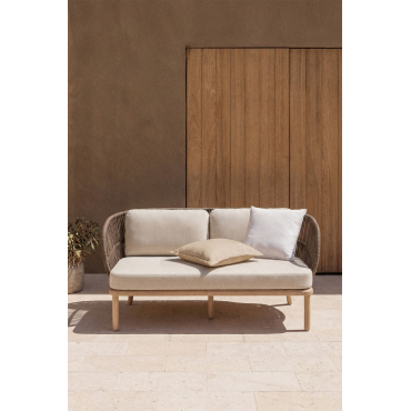 Capri 2-seater Garden Sofa In Acacia Wood And Braided Rope Brown Chocolate - Sklum