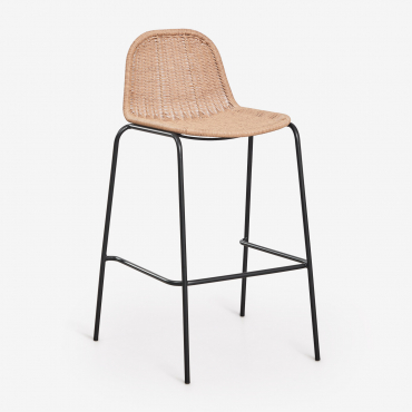 Reiven Stackable High Garden Stool In Synthetic Rattan Black & ↑75 Cm - Sklum