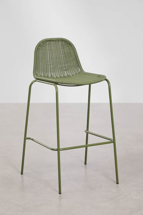 Stackable high stool in synthetic rattan Reiven - Deep Olive Green 