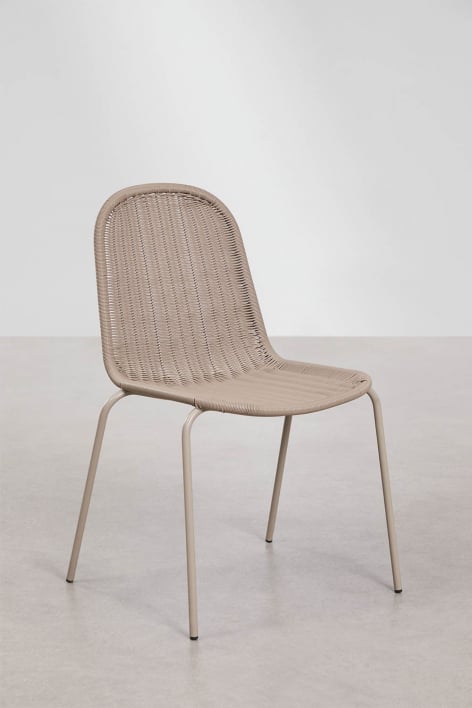 Stackable dining chair in synthetic rattan Reiven - Moka Brown