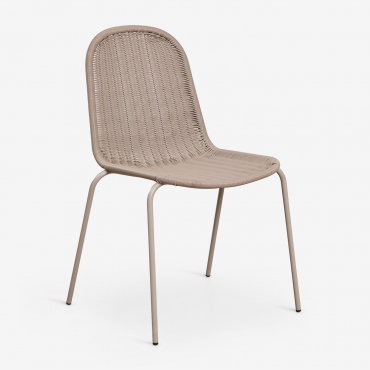 Pack Of 2 Stackable Dining Chairs In Synthetic Rattan Reiven Moka Brown - Sklum