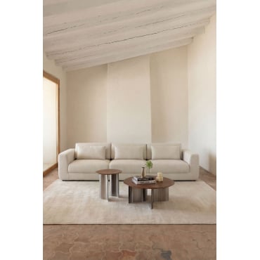 3-piece Modular Sofa With Adjustable Headrest In Cataline Chenille Cream Beige Chenille - Sklum