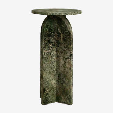 Pack Of 2 Round Bedside Tables Ø30 Cm In Graham Marble Green Marble Forest - Sklum