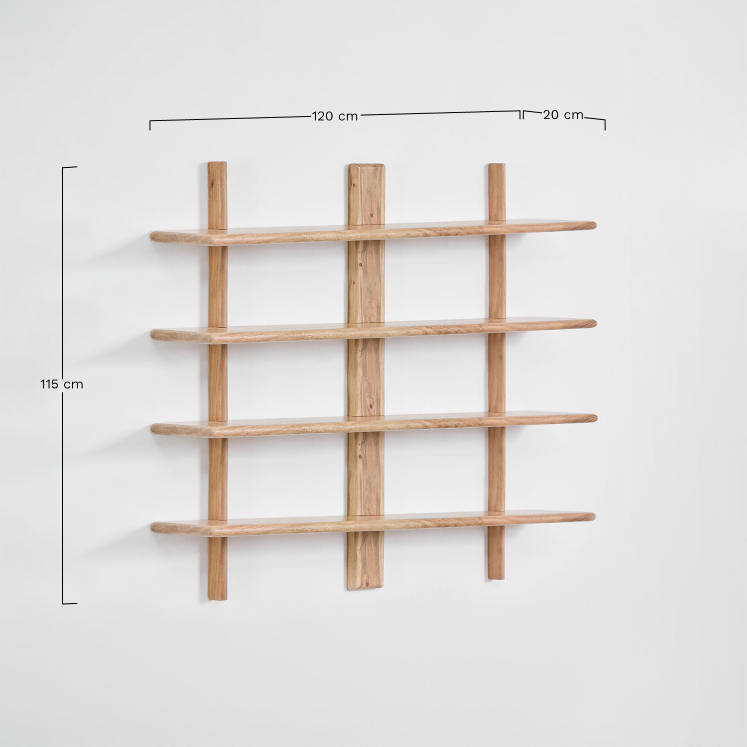 Erisu acacia wood wall shelf ↔︎120 cm, medidas