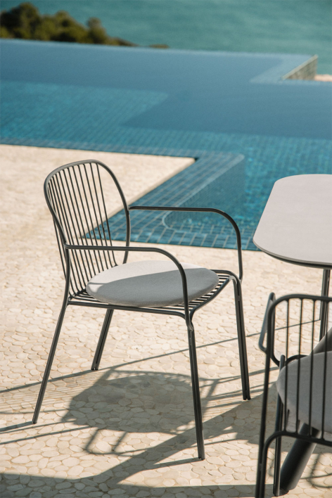 Anerina steel garden chair with armrests - Grey Graphite