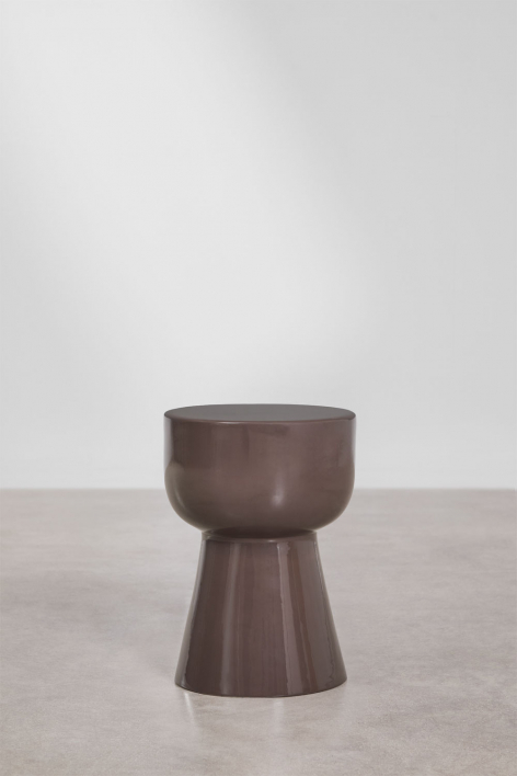 Round Ø35 cm garden side table in Kaly dolomite - Brown Chocolate