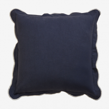 Square Cushion 45x45 Cm In Kovey Cotton White - Navy Blue - Sklum