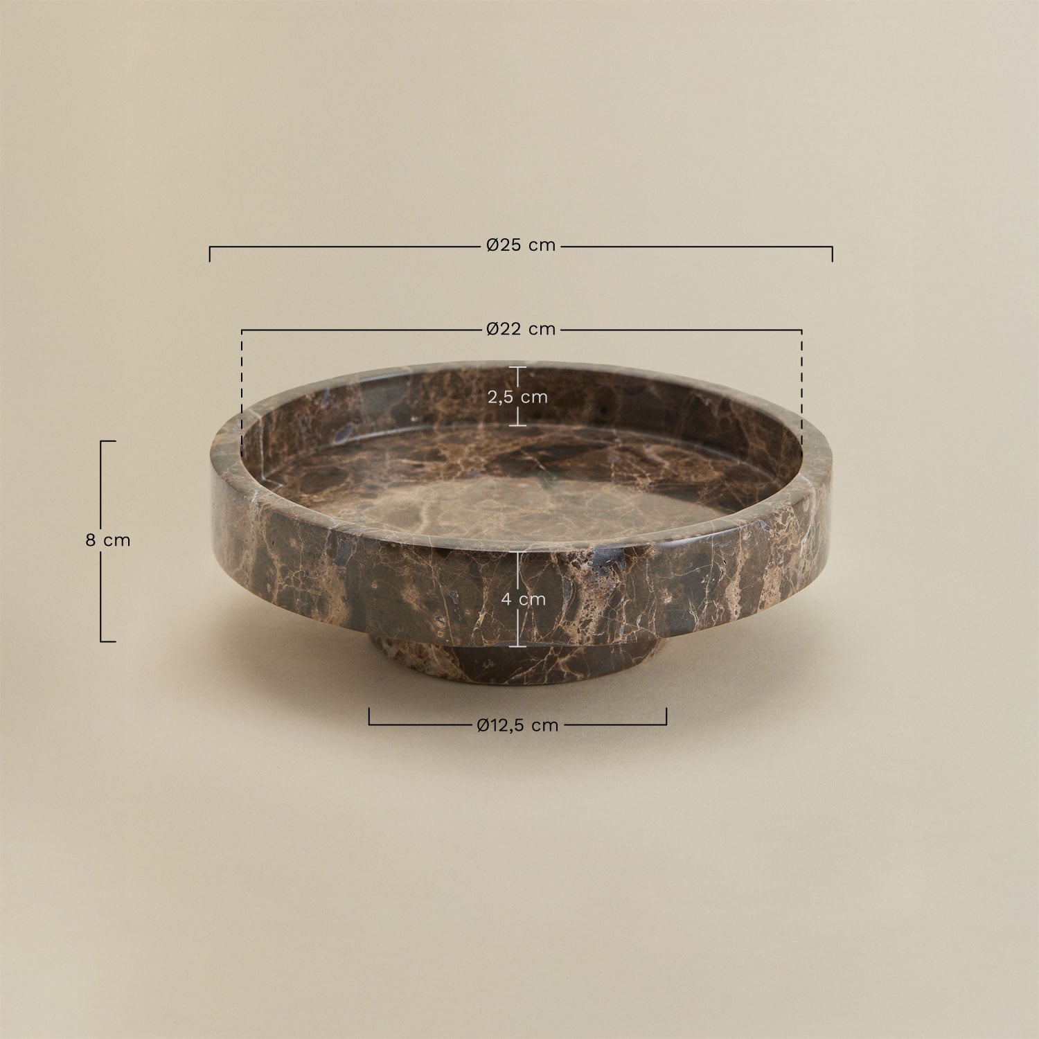 Kevara natural stone round catchall Ø25 cm, medidas
