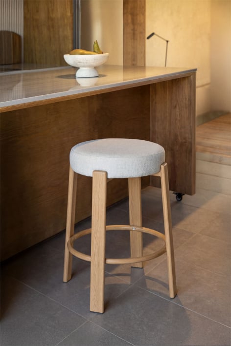 Jolie 65 cm high stool in chenille fabric and iron