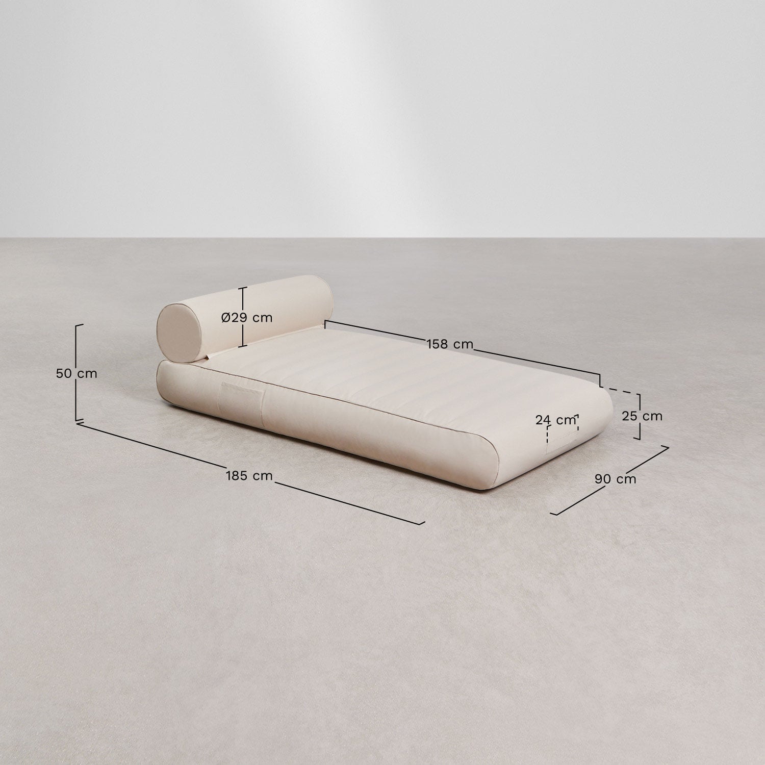 Lirenita inflatable lounger, medidas