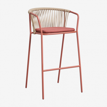 Pack Of 4 High Garden Stools In Steel And Braided Rope Oklahoma Red Clay & ↑75 Cm - Sklum