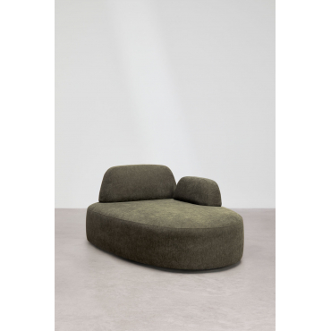 Right Chaise Longue Module With Armrest For Giorgia Upholstered Modular Sofa Fabric Army Green - Sklum